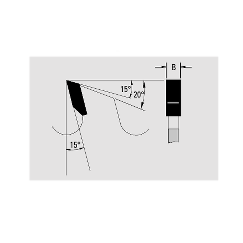 Technische Zeichnung GUHDO 3009 HW-Nutfräser Z18 – Zahngeometrie und Breite B