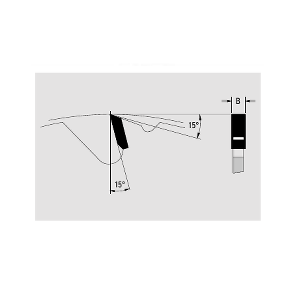 Technische Zeichnung GUHDO 3107 HW-Nutfräser Z6 – Zahngeometrie und Breite B