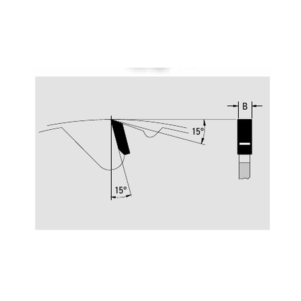Technische Zeichnung GUHDO 3108 HW-Nutfräser Z12 – Zahngeometrie und Breite B