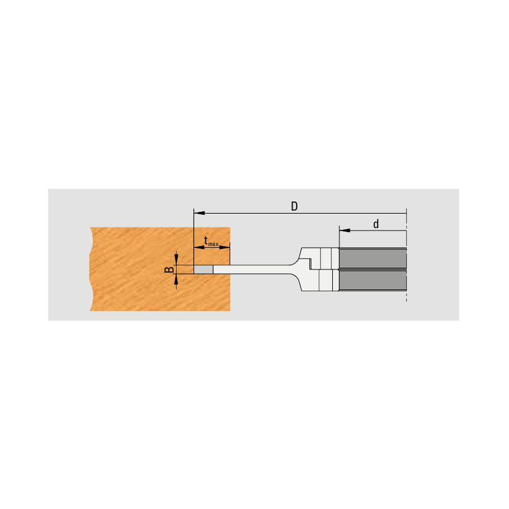 Technische Zeichnung GUHDO 4050 HW-WPL-Verstellnuter – Maße D, B, d und tmax