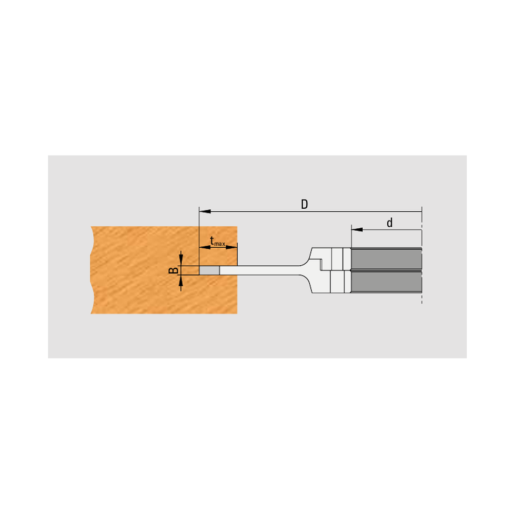 Technische Zeichnung GUHDO 4052 HW-WPL-Verstellnuter – Maße D, B, d und tmax