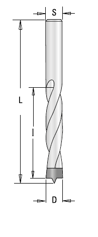Technische Zeichnung GUHDO 6011 HW-Spiralbohrer – Maße D, l, L und S