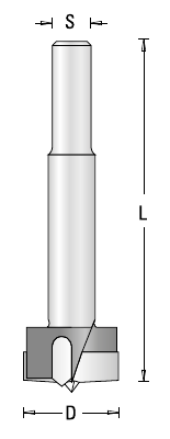 Technische Zeichnung GUHDO 6016 HW-Zylinderkopfbohrer – Maße D, L und S