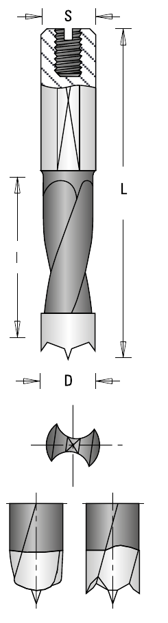 Technische Zeichnung GUHDO 6025 mit D, I, L und Schaft S