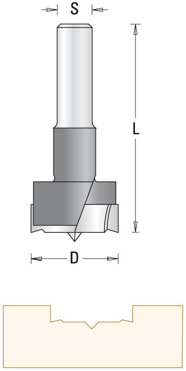 GUHDO 7560 HW-Beschlagbohrer Z2 – technische Zeichnung mit Durchmesser, Länge und Schaft