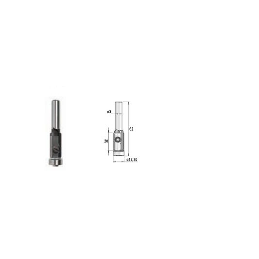 GUHDO 7900.012.90 HW-Wendeplatte 20 x 9 x 1,5 mm – Einbaubeispiel im Bündigfräser 7900.127.80
