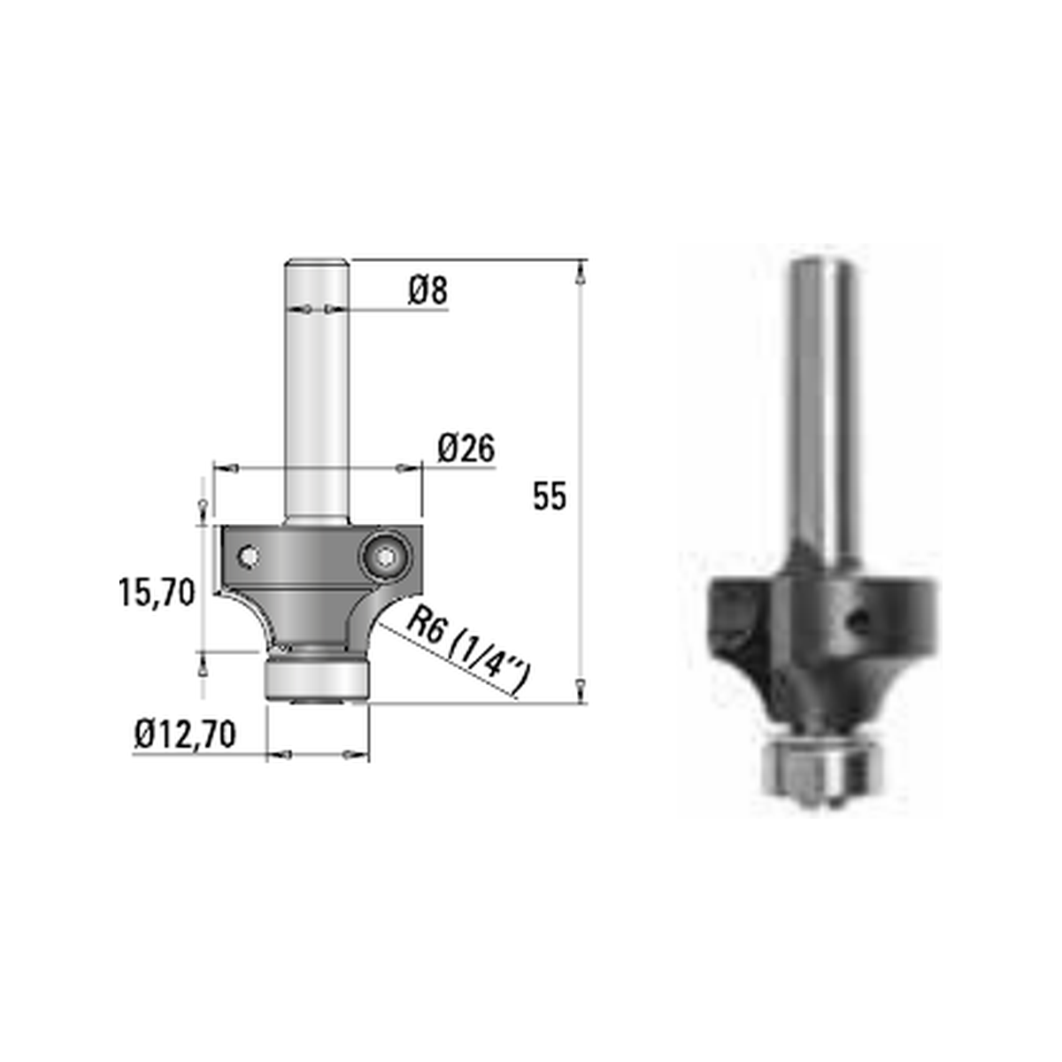 GUHDO 7900.015.63 HW-Profilplatte R6,35 – Einbaubeispiel im Abrundfräser 7900.062.80
