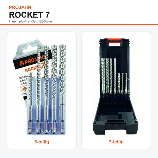 PROJAHN ROCKET 7 Hammerbohrer-Set SDS-plus in 5- und 7-teiliger Ausführung